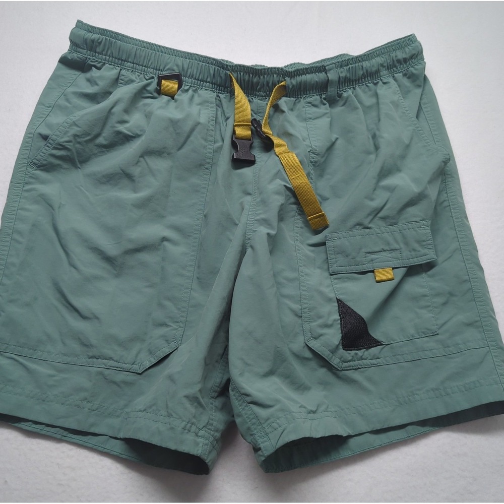 Eddie Bauer Floatilla 2.0 Shorts Men XL Green Nylon Hiking Swim Belted Casual